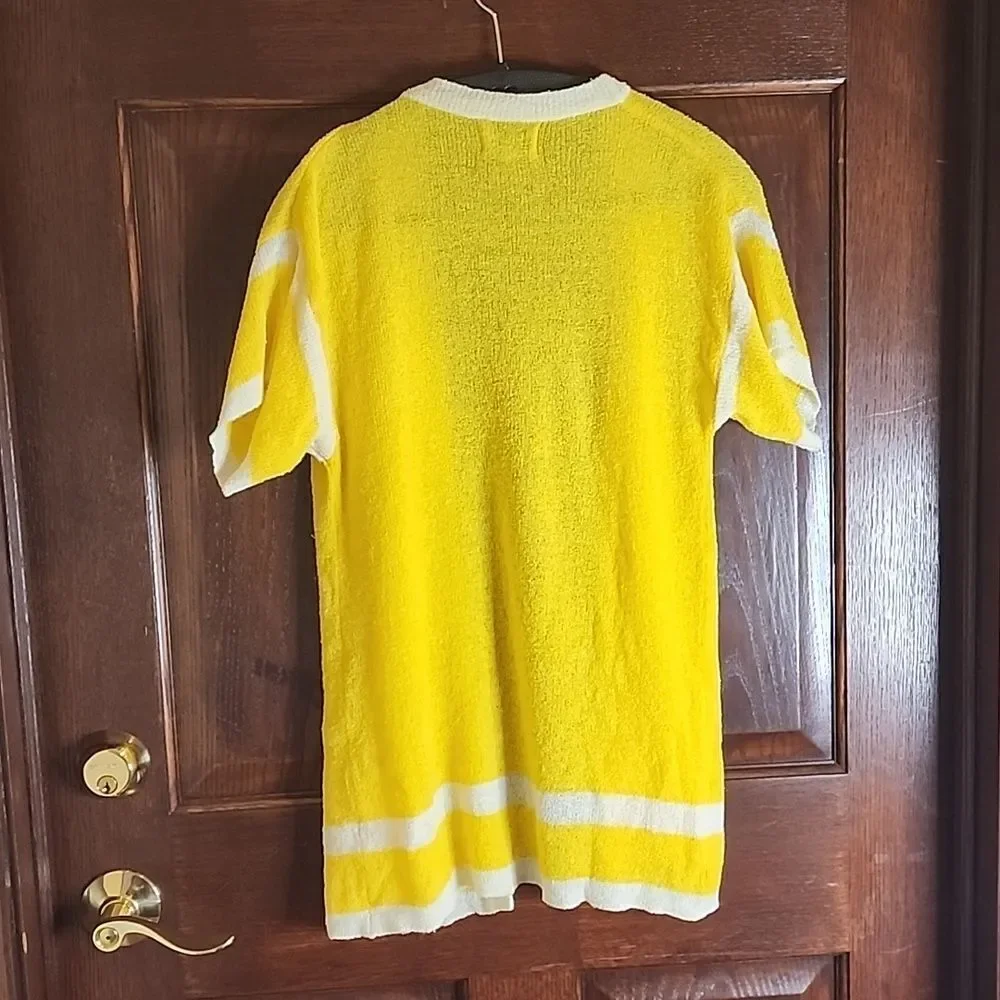 Vintage Yellow Donnkenny Button Up Sweater With Pockets Short Sleeve M